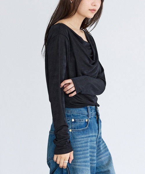 LAVEANGE(ラビアンジェ)の「ドレープネックプルオーバー(Tシャツ/カットソー・レディース・ブラック/イエロー/ブラウン・M/LL/3L/4L/5L)」の21枚目の写真