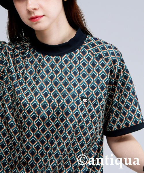 tシャツ ジオメトリック柄　カットソー レディース ジオメトリック柄Tシャツ（Tシャツ/カットソー）｜antiqua