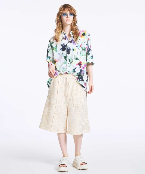 MAISON SPECIAL(メゾンスペシャル)の「《UNISEX》Mesh Flower Embroidery Prime-Wide Shorts/メッシュフラワーエンブロイダリープライムワイドショーツ【MAISON SPECIAL/メゾンスペシャル】(その他パンツ・メンズ・ブラック/アイボリー・1/0)」の10枚目の写真