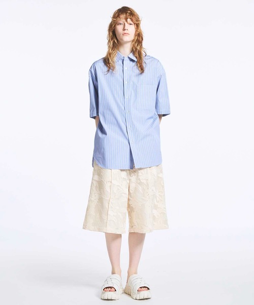 MAISON SPECIAL(メゾンスペシャル)の「《UNISEX》Mesh Flower Embroidery Prime-Wide Shorts/メッシュフラワーエンブロイダリープライムワイドショーツ【MAISON SPECIAL/メゾンスペシャル】(その他パンツ・メンズ・ブラック/アイボリー・1/0)」の9枚目の写真