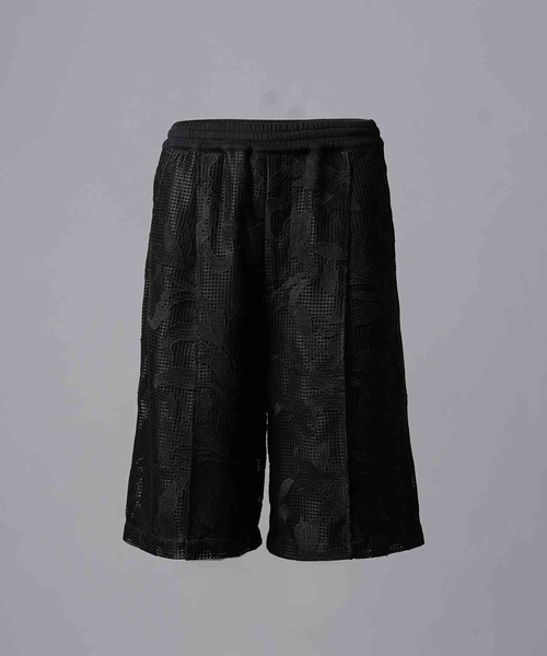 MAISON SPECIAL(メゾンスペシャル)の「《UNISEX》Mesh Flower Embroidery Prime-Wide Shorts/メッシュフラワーエンブロイダリープライムワイドショーツ【MAISON SPECIAL/メゾンスペシャル】(その他パンツ・メンズ・ブラック/アイボリー・1/0)」の3枚目の写真