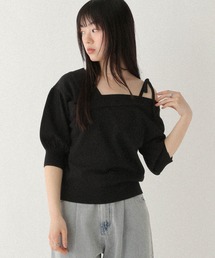 ワンショルリボン半袖ニット 576437