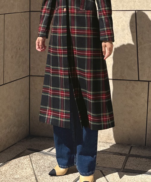 セール】チェックモダンロングジャケット（その他アウター）｜JENNE