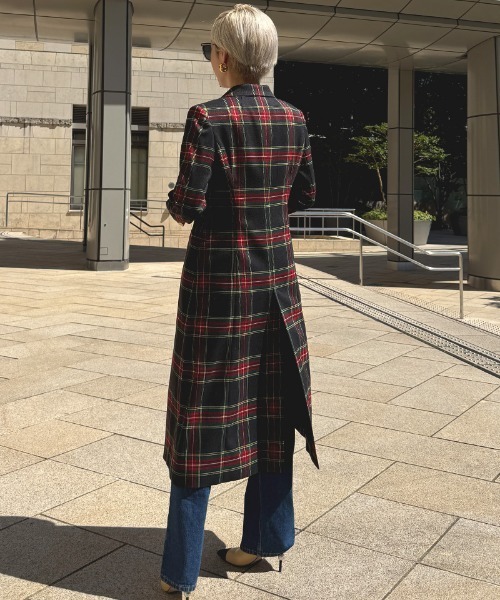 セール】チェックモダンロングジャケット（その他アウター）｜JENNE