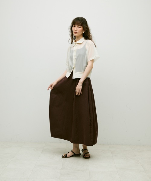 Lutim by u（ルチバイユー）の「Sheer tulle polo cardigan / シアーチュールポロカーディガン（カーディガン/ボレロ・レディース・カーキ/ブラック/ナチュラル・FREE）」の16枚目の写真