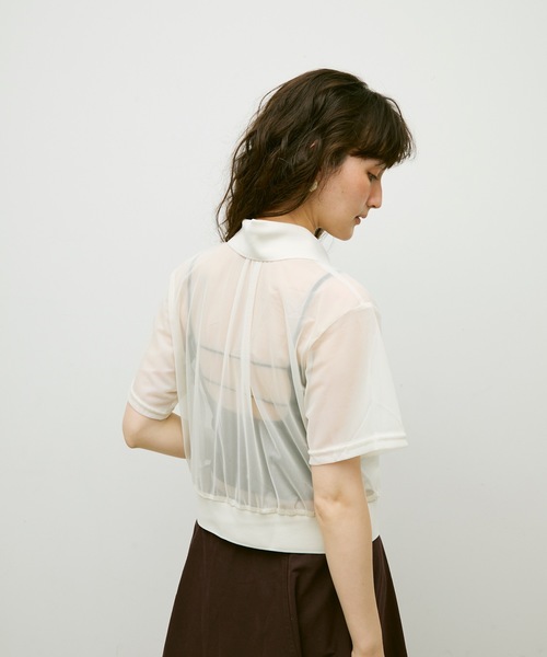 Lutim by u（ルチバイユー）の「Sheer tulle polo cardigan / シアーチュールポロカーディガン（カーディガン/ボレロ・レディース・カーキ/ブラック/ナチュラル・FREE）」の19枚目の写真