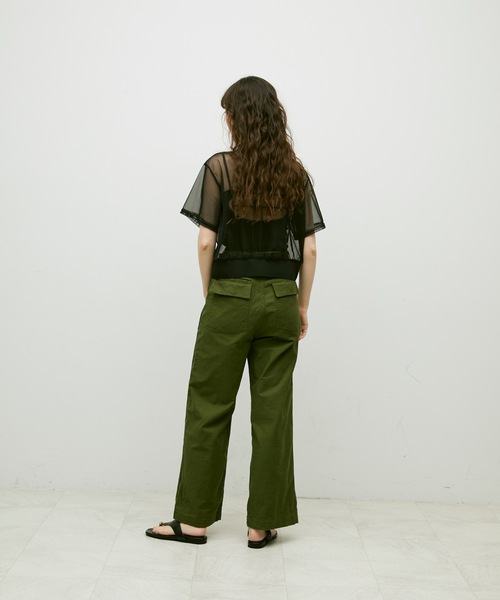 Lutim by u（ルチバイユー）の「Sheer tulle polo cardigan / シアーチュールポロカーディガン（カーディガン/ボレロ・レディース・カーキ/ブラック/ナチュラル・FREE）」の9枚目の写真