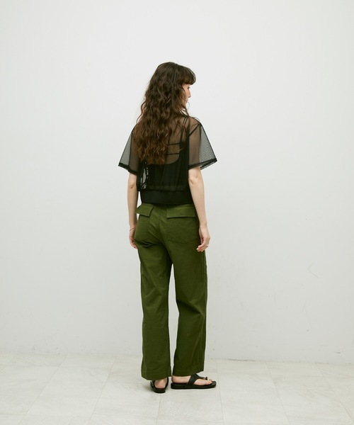 Lutim by u（ルチバイユー）の「Sheer tulle polo cardigan / シアーチュールポロカーディガン（カーディガン/ボレロ・レディース・カーキ/ブラック/ナチュラル・FREE）」の8枚目の写真