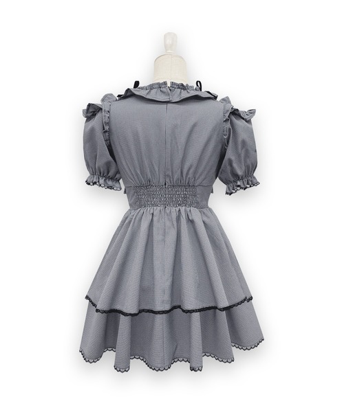 Honey Cinnamon（ハニーシナモン）の「ベロアリボンスクエアネックワンピース（ワンピース・レディース・ブラックミックス/チェック・FREE）」の13枚目の写真