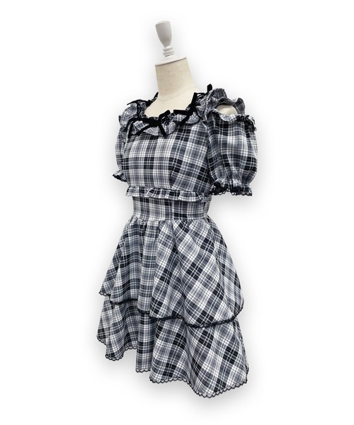 Honey Cinnamon（ハニーシナモン）の「ベロアリボンスクエアネックワンピース（ワンピース・レディース・ブラックミックス/チェック・FREE）」の18枚目の写真