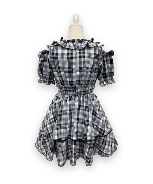 Honey Cinnamon（ハニーシナモン）の「ベロアリボンスクエアネックワンピース（ワンピース・レディース・ブラックミックス/チェック・FREE）」の19枚目の写真