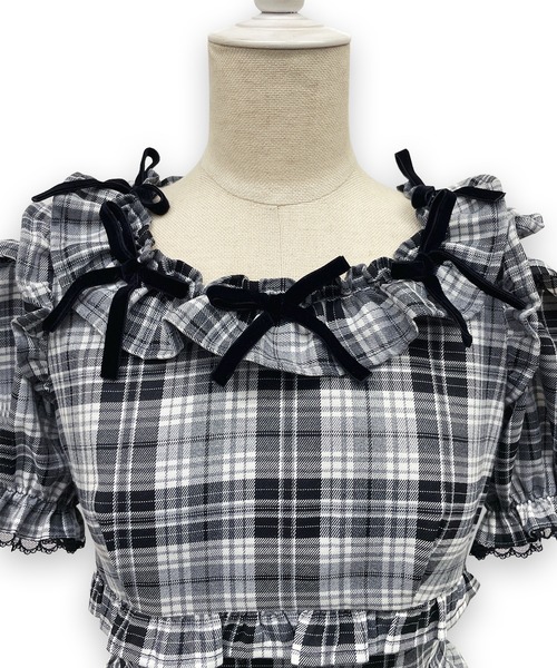 Honey Cinnamon（ハニーシナモン）の「ベロアリボンスクエアネックワンピース（ワンピース・レディース・ブラックミックス/チェック・FREE）」の20枚目の写真