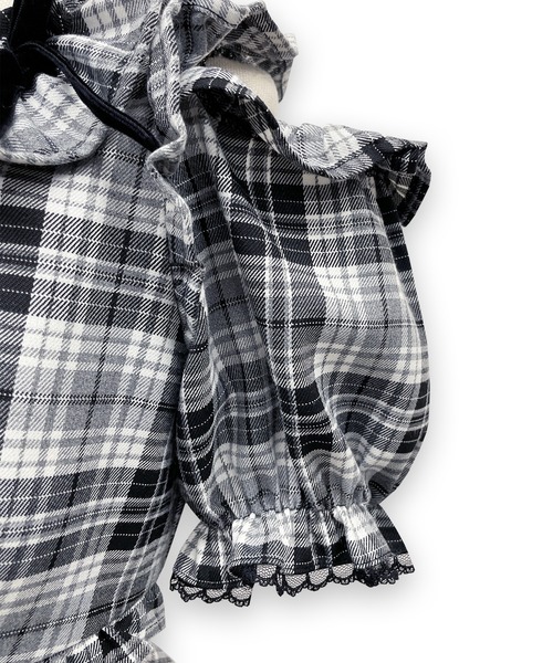 Honey Cinnamon（ハニーシナモン）の「ベロアリボンスクエアネックワンピース（ワンピース・レディース・ブラックミックス/チェック・FREE）」の10枚目の写真