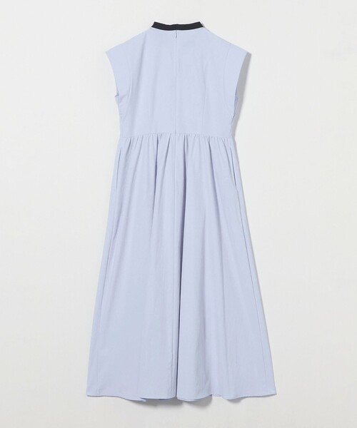 【美品♡】UNITED ARROWS ノースリーブ ワンピース フリー ブルー タックプリーツフリル スリットノースリーブワンピース - UV