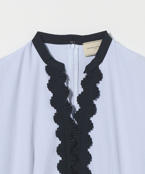 maa新品タグタックプリーツフリルウォッシャブルUNITEDARROWS タックプリーツフリルシャツブラウス ― UVカット 接触冷感 吸水