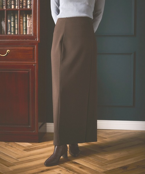 mysty woman(ミスティウーマン)の「【WEB限定カラー有】イージーストレッチナロースカート 586723(スカート・レディース・オフホワイト/ブラック/グリーン系その他/ブラウン/杢グレー・FREE)」の1枚目の写真