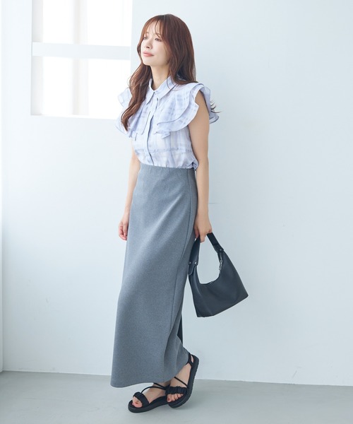 mysty woman(ミスティウーマン)の「【WEB限定カラー有】イージーストレッチナロースカート 586723(スカート・レディース・オフホワイト/ブラック/グリーン系その他/ブラウン/杢グレー・FREE)」の10枚目の写真