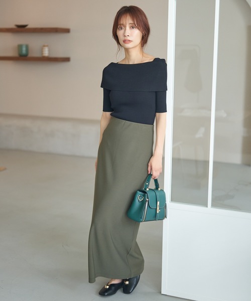 mysty woman(ミスティウーマン)の「【WEB限定カラー有】イージーストレッチナロースカート 586723(スカート・レディース・オフホワイト/ブラック/グリーン系その他/ブラウン/杢グレー・FREE)」の7枚目の写真