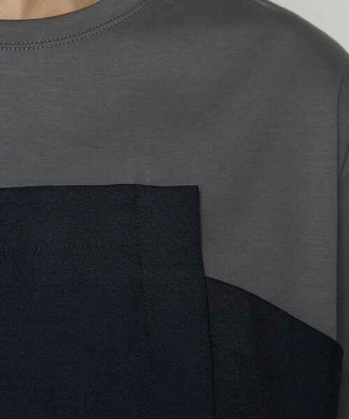 K.T KIYOKO TAKASE（キヨコタカセ）の「コンパクトクールローレル天竺 ビスチェレイヤード風カットソー（Tシャツ/カットソー・レディース・ネイビー/グレー×ホワイト/カーキ・9号）」の18枚目の写真