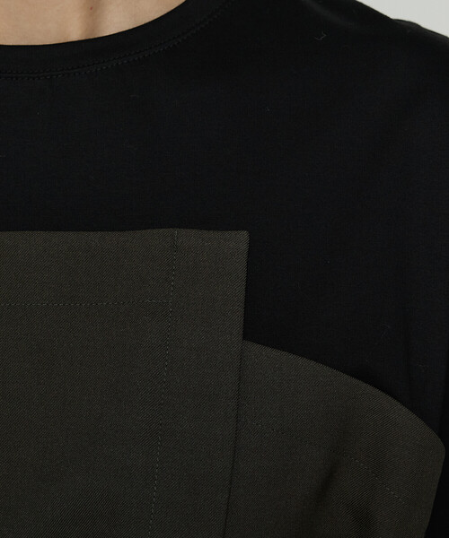 K.T KIYOKO TAKASE（キヨコタカセ）の「コンパクトクールローレル天竺 ビスチェレイヤード風カットソー（Tシャツ/カットソー・レディース・ネイビー/グレー×ホワイト/カーキ・9号）」の17枚目の写真