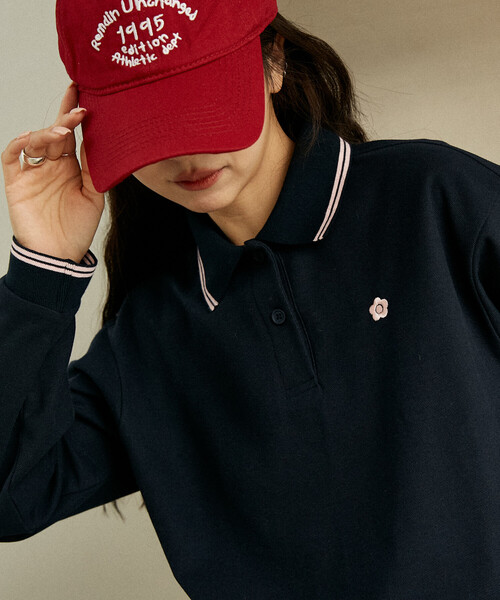 PUBLUX（パブリュクス）の「MARY QUANT × PUBLUX/マリークワント ロングスリーブ ワンポイント 鹿の子ポロシャツ　限定展開（ポロシャツ・レディース・ブラック/ナチュラル/ネイビー・ﾌﾘ-）」の3枚目の写真