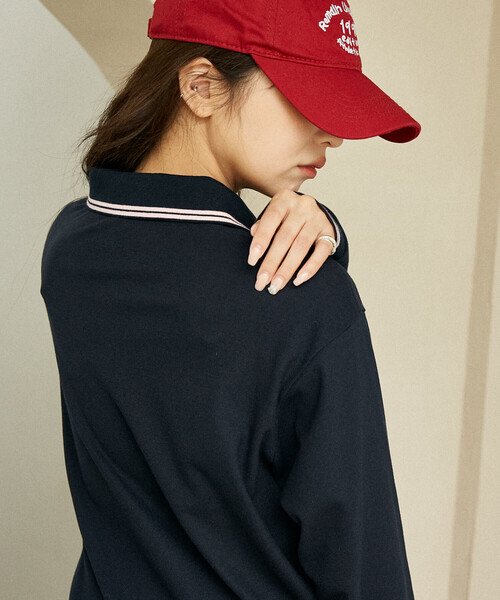 PUBLUX（パブリュクス）の「MARY QUANT × PUBLUX/マリークワント ロングスリーブ ワンポイント 鹿の子ポロシャツ　限定展開（ポロシャツ・レディース・ブラック/ナチュラル/ネイビー・ﾌﾘ-）」の5枚目の写真