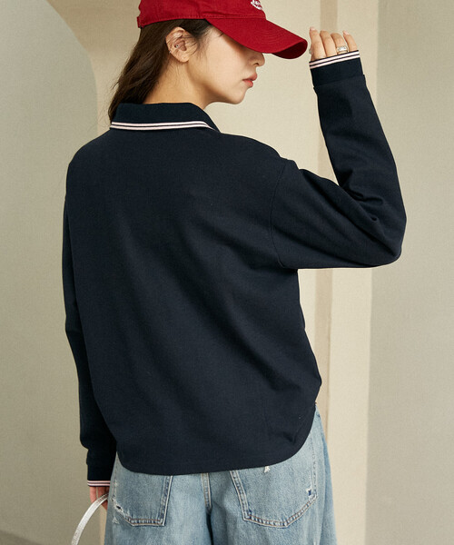 PUBLUX（パブリュクス）の「MARY QUANT × PUBLUX/マリークワント ロングスリーブ ワンポイント 鹿の子ポロシャツ　限定展開（ポロシャツ・レディース・ブラック/ナチュラル/ネイビー・ﾌﾘ-）」の9枚目の写真