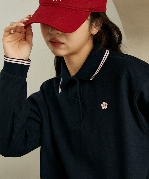 PUBLUX（パブリュクス）の「MARY QUANT × PUBLUX/マリークワント ロングスリーブ ワンポイント 鹿の子ポロシャツ　限定展開（ポロシャツ・レディース・ブラック/ナチュラル/ネイビー・ﾌﾘ-）」の10枚目の写真