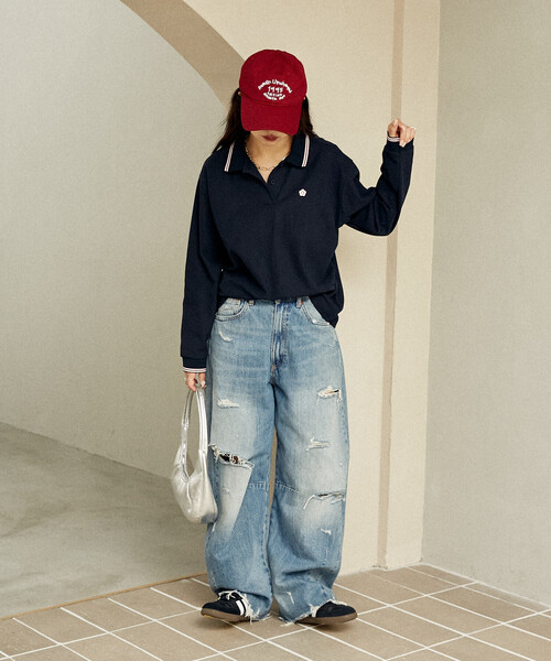 PUBLUX（パブリュクス）の「MARY QUANT × PUBLUX/マリークワント ロングスリーブ ワンポイント 鹿の子ポロシャツ　限定展開（ポロシャツ・レディース・ブラック/ナチュラル/ネイビー・ﾌﾘ-）」の14枚目の写真