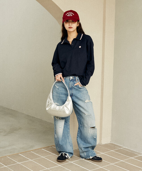 PUBLUX（パブリュクス）の「MARY QUANT × PUBLUX/マリークワント ロングスリーブ ワンポイント 鹿の子ポロシャツ　限定展開（ポロシャツ・レディース・ブラック/ナチュラル/ネイビー・ﾌﾘ-）」の15枚目の写真