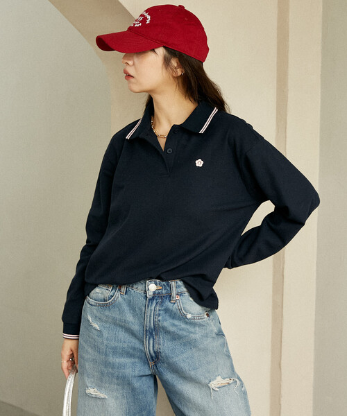 PUBLUX（パブリュクス）の「MARY QUANT × PUBLUX/マリークワント ロングスリーブ ワンポイント 鹿の子ポロシャツ　限定展開（ポロシャツ・レディース・ブラック/ナチュラル/ネイビー・ﾌﾘ-）」の16枚目の写真