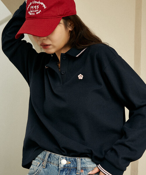 PUBLUX（パブリュクス）の「MARY QUANT × PUBLUX/マリークワント ロングスリーブ ワンポイント 鹿の子ポロシャツ　限定展開（ポロシャツ・レディース・ブラック/ナチュラル/ネイビー・ﾌﾘ-）」の17枚目の写真