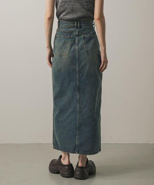 SENSE OF PLACE by URBAN RESEARCH（センスオブプレイスバイアーバンリサーチ）の「アシメベルトデニムスカート（スカート・レディース・インディゴブルー/ブラウン・SMALL/MEDIUM）」の4枚目の写真