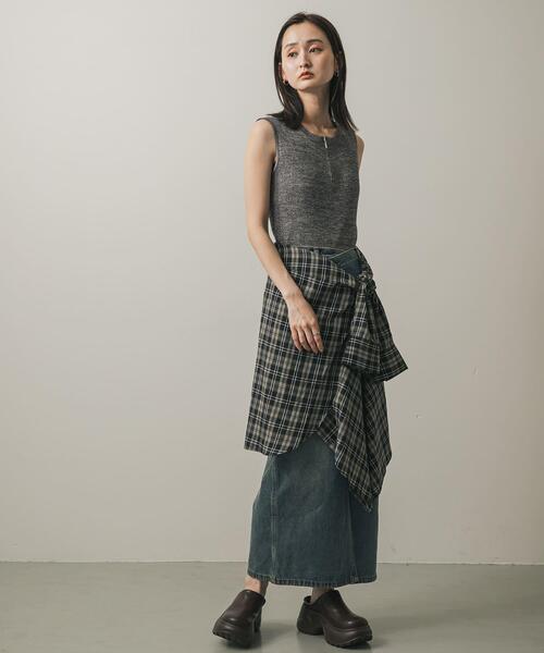 SENSE OF PLACE by URBAN RESEARCH（センスオブプレイスバイアーバンリサーチ）の「アシメベルトデニムスカート（スカート・レディース・インディゴブルー/ブラウン・SMALL/MEDIUM）」の13枚目の写真