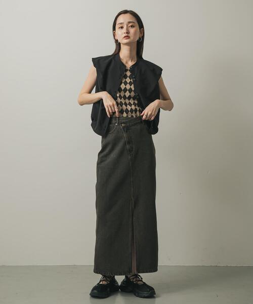 SENSE OF PLACE by URBAN RESEARCH（センスオブプレイスバイアーバンリサーチ）の「アシメベルトデニムスカート（スカート・レディース・インディゴブルー/ブラウン・SMALL/MEDIUM）」の8枚目の写真