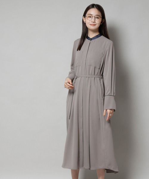 セール】スタンドバイカラーベルト付きワンピース（ワンピース）｜NANO