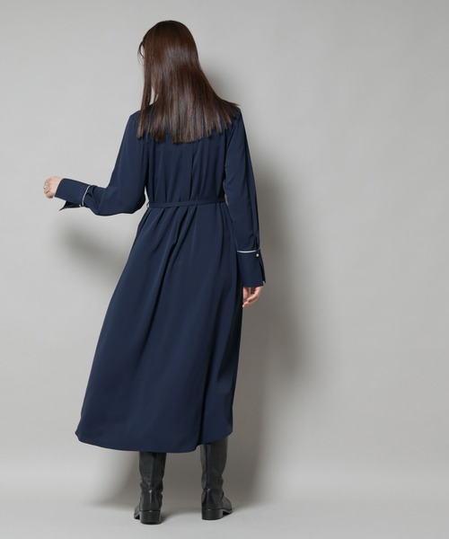 スタンドバイカラーベルト付きワンピース（ワンピース）｜NANO