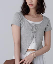 FREE'S MART | ◆レースアップレイヤードカットソー(Tシャツ/カットソー)