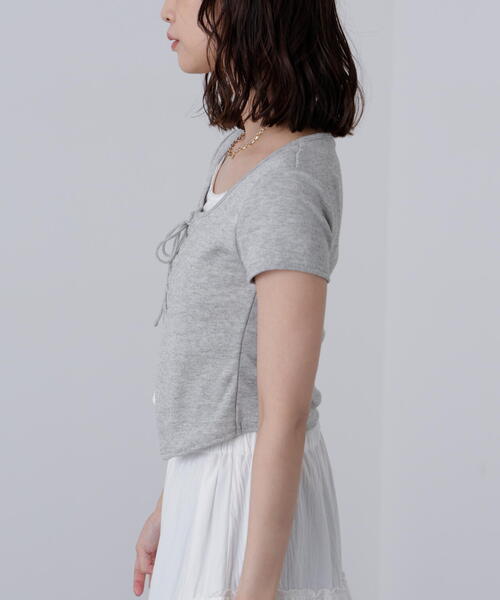 FREE'S MART（フリーズマート）の「◆レースアップレイヤードカットソー（Tシャツ/カットソー・レディース・ベージュ/ブラック/グレー・FREE）」の9枚目の写真