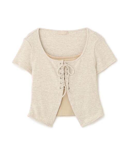 FREE'S MART（フリーズマート）の「◆レースアップレイヤードカットソー（Tシャツ/カットソー・レディース・ベージュ/ブラック/グレー・FREE）」の18枚目の写真