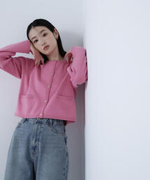 ★ルネ/Rene長袖カーディガン ショート丈 トップス ピンク系 ボレロ 38 René - Rene ルネ カーディガン ボレロ ショート丈 ベージュ