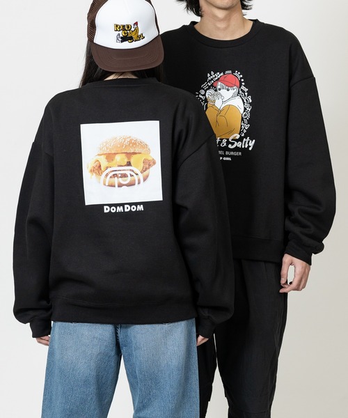 セール】【a-r】〔RCG×DOMDOM〕裏起毛 コラボイラストプリント クルー
