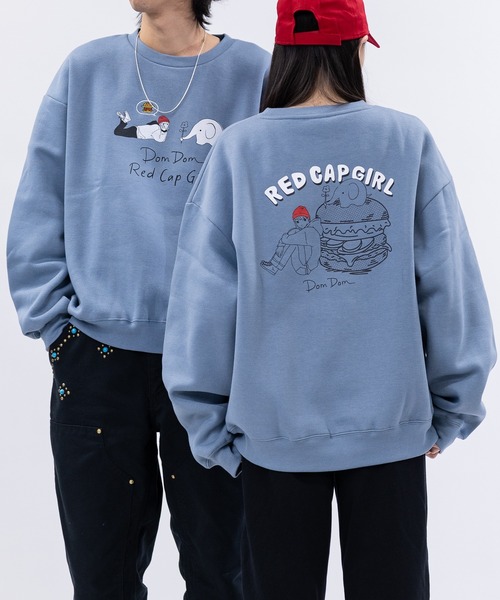 セール】【a-r】〔RCG×DOMDOM〕裏起毛 コラボイラストプリント クルー