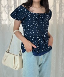 Dot Frill Puff Top