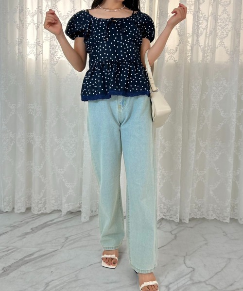 mebole(メボレ)の「Dot Frill Puff Top(Tシャツ/カットソー・レディース・ブルー・FREE)」の21枚目の写真
