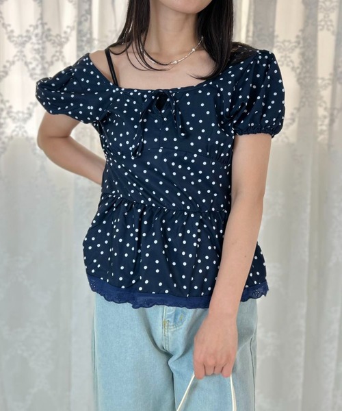 mebole(メボレ)の「Dot Frill Puff Top(Tシャツ/カットソー・レディース・ブルー・FREE)」の17枚目の写真