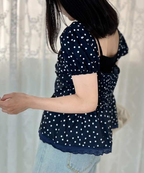 mebole(メボレ)の「Dot Frill Puff Top(Tシャツ/カットソー・レディース・ブルー・FREE)」の20枚目の写真