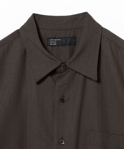 International Gallery BEAMS（インターナショナルギャラリービームス）の「ラメストライプ レギュラーカラー シャツ（シャツ/ブラウス・メンズ・ダークブラウン・SMALL/MEDIUM/LARGE）」の2枚目の写真