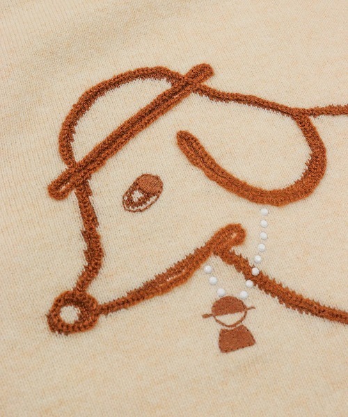 STUDIO PICONE（スタジオピッコーネ）の「ウール100％DOG刺繍ハイネックニット（ニット/セーター・レディース・ライトブルー/ブラック/ベージュ・L/M）」の21枚目の写真
