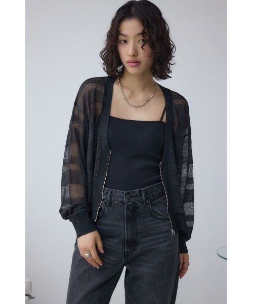 AZUL by moussy(アズールバイマウジー)の「シアージップアップカーディガン(カーディガン/ボレロ・レディース・グレイッシュベージュ/ブラック/ブラウン・FREE)」の5枚目の写真